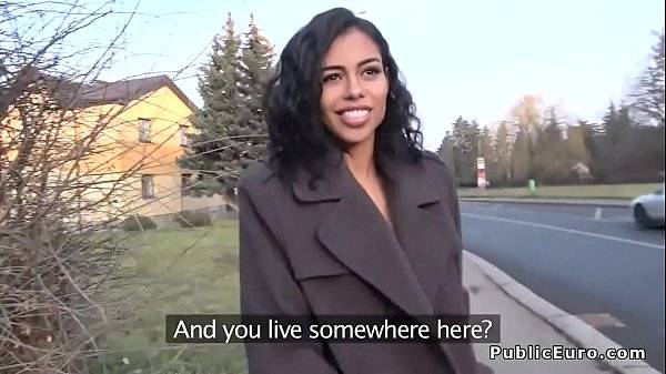 Hot Latina fucks public agent in forest