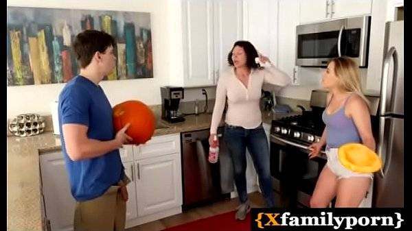 brother pranked his step sis by putting his dick in pumpkin